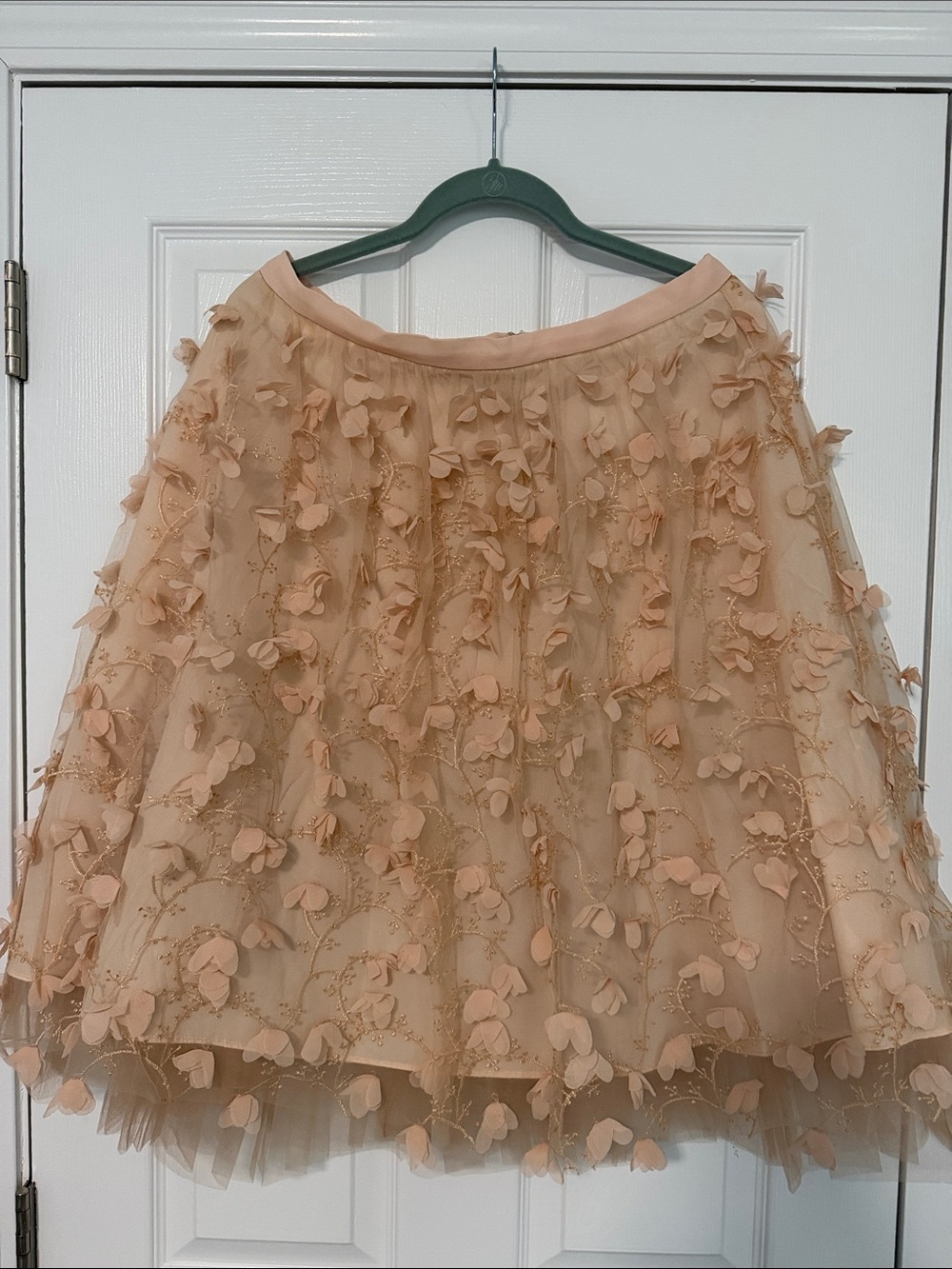 Eva Franco Blush Pink Floral Appliqué Tulle Skirt